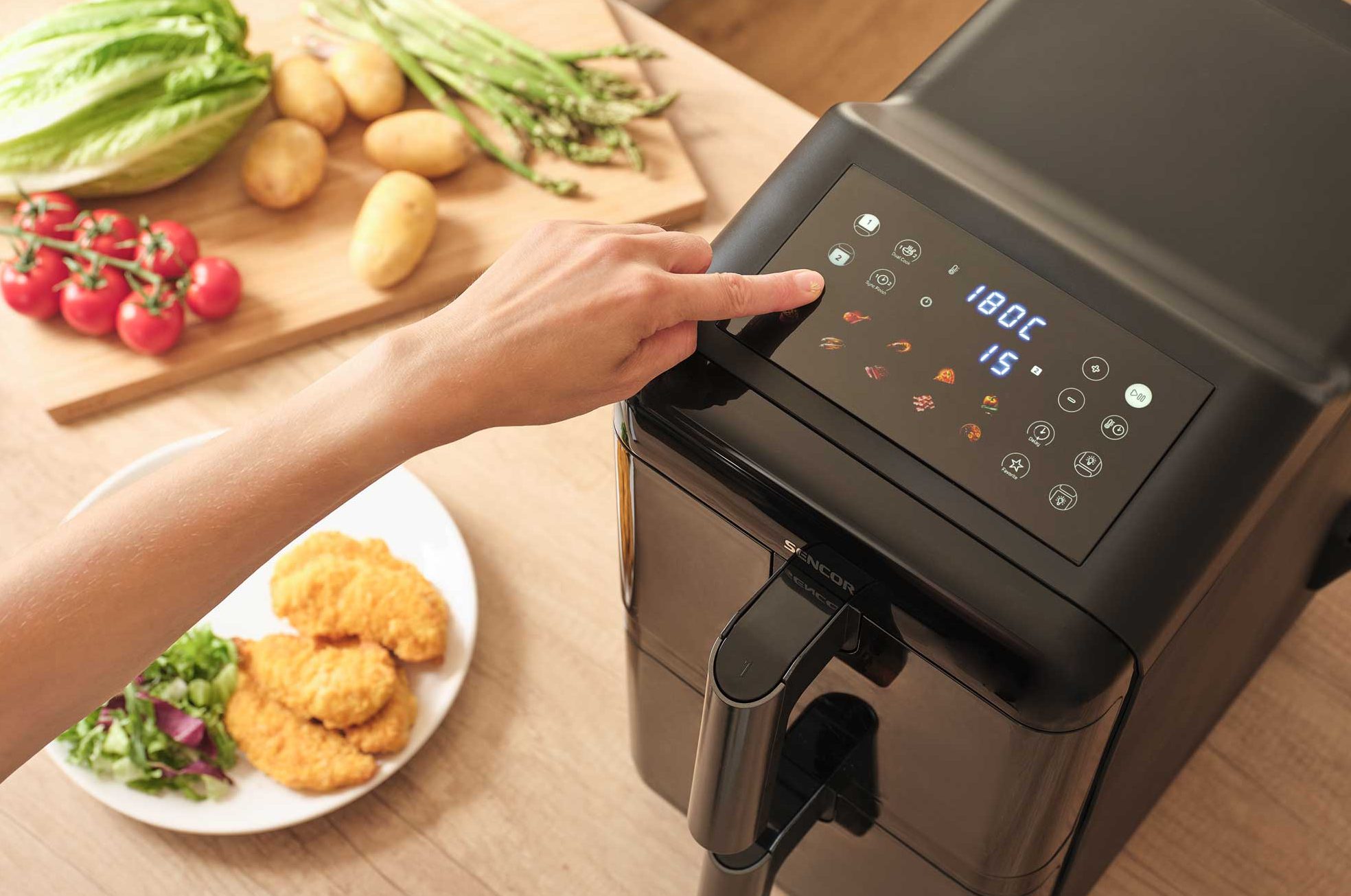 SENCOR SFR 1250BK dupla kosaras forrólevegős fritőz – 8. kép