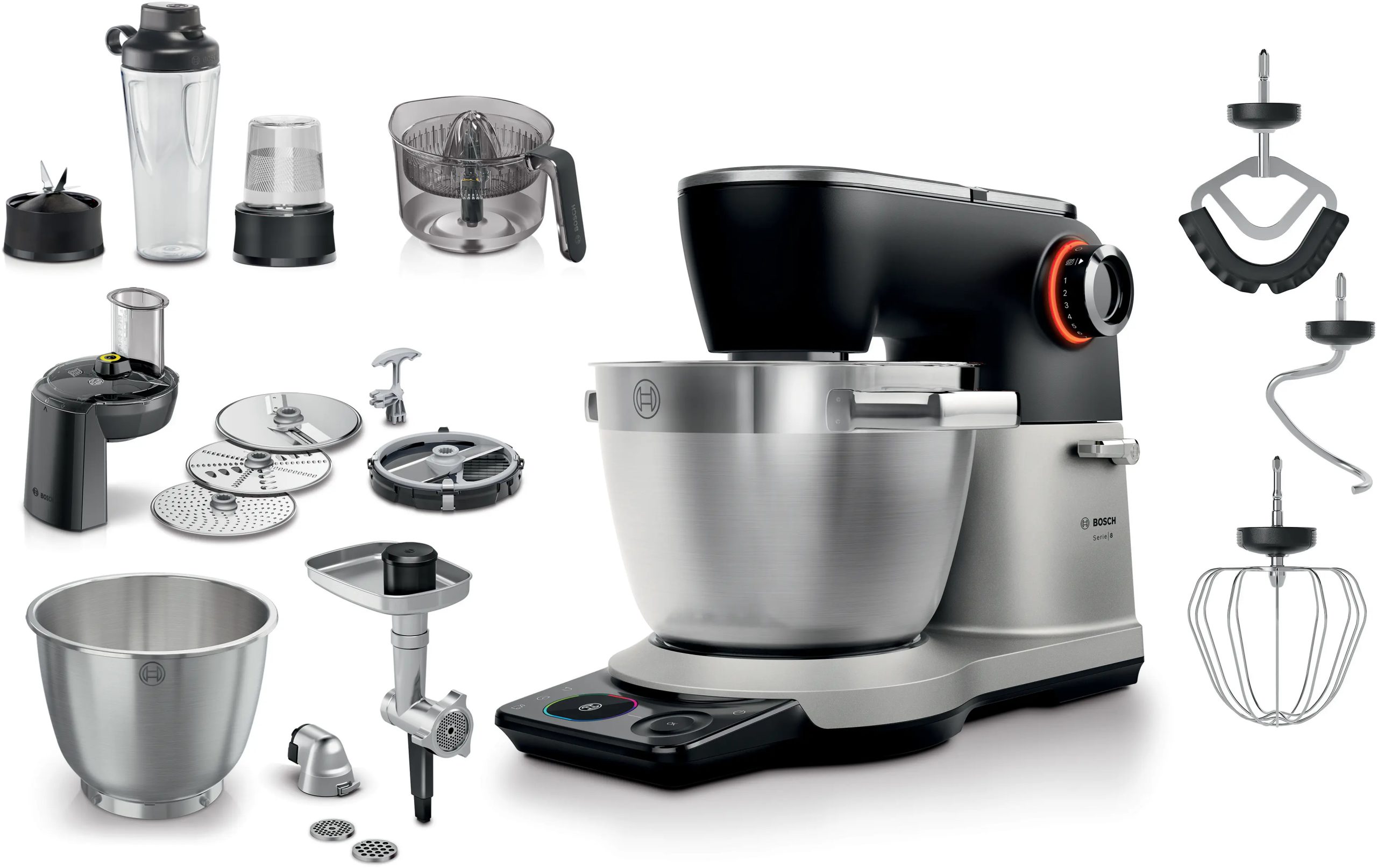BOSCH MUMS8ZS60 Serie8 konyhai robotgép 6 literes nemesacél tállal, fekete/inox – 2. kép