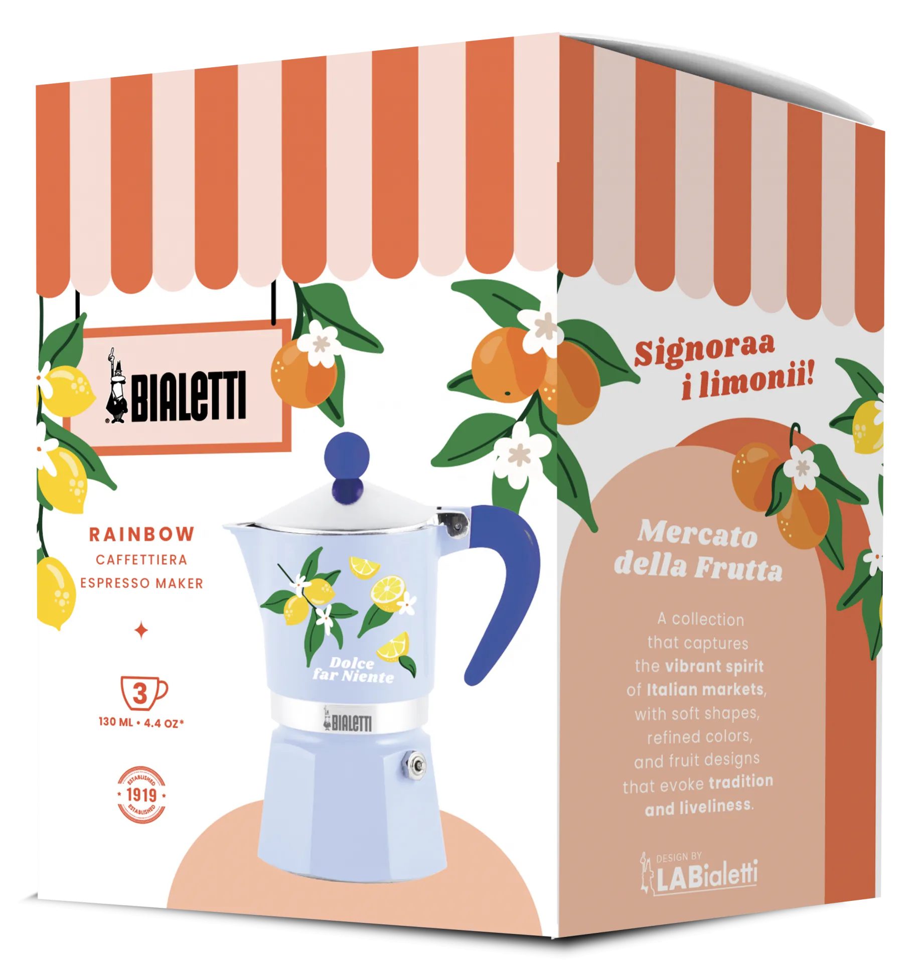 BIALETTI Fruit Rainbow 3 adagos kotyogós kávéfőző – Lemon – 2. kép