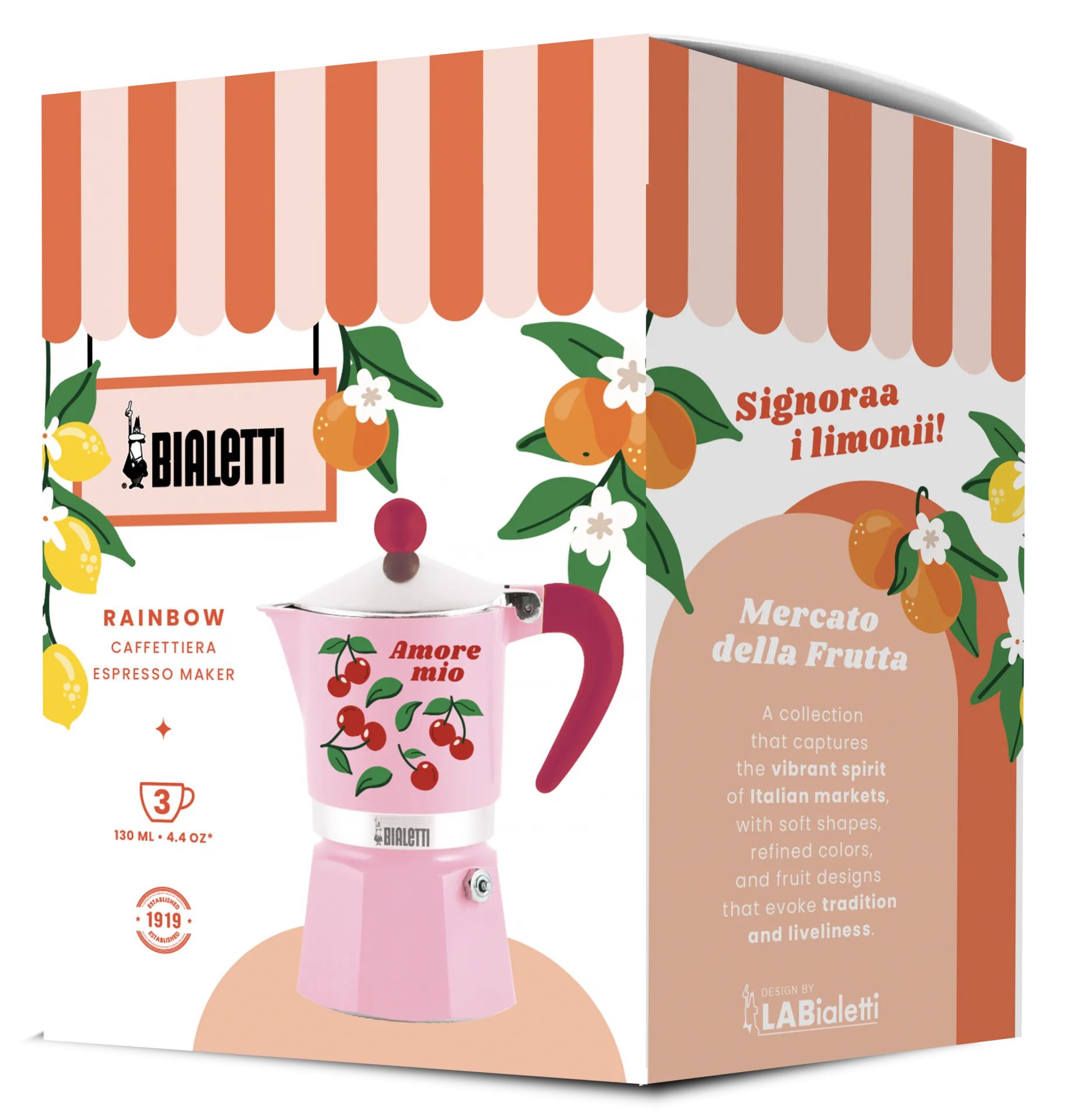 BIALETTI Fruit Rainbow 3 adagos kotyogós kávéfőző – Cherry – 2. kép