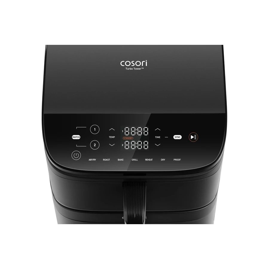 COSORI Turbo Tower 10,8 literes, kétkosaras forrólevegős sütő – fekete – 3. kép