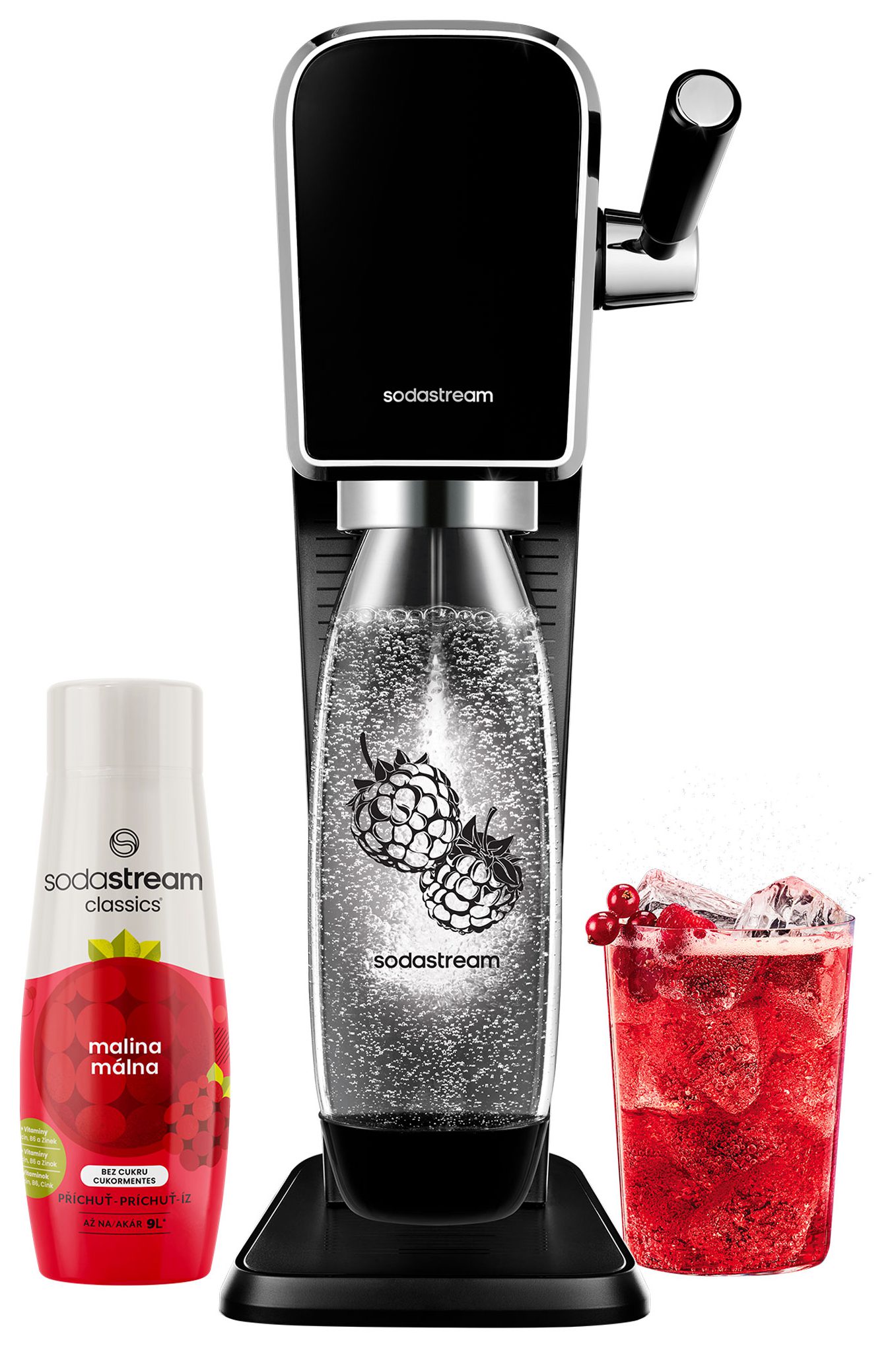 SODA STREAM SM ART Black Málna Zero Mpack szódagép málnás palackkal és szörppel – 2. kép