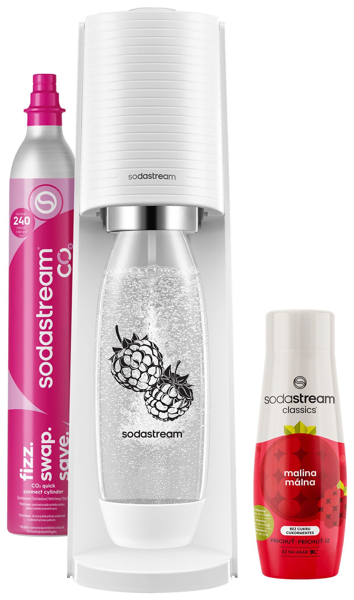 SODA STREAM SM TERRA White Málna Zero MP szódagép málnás palackkal és szörppel – 2. kép