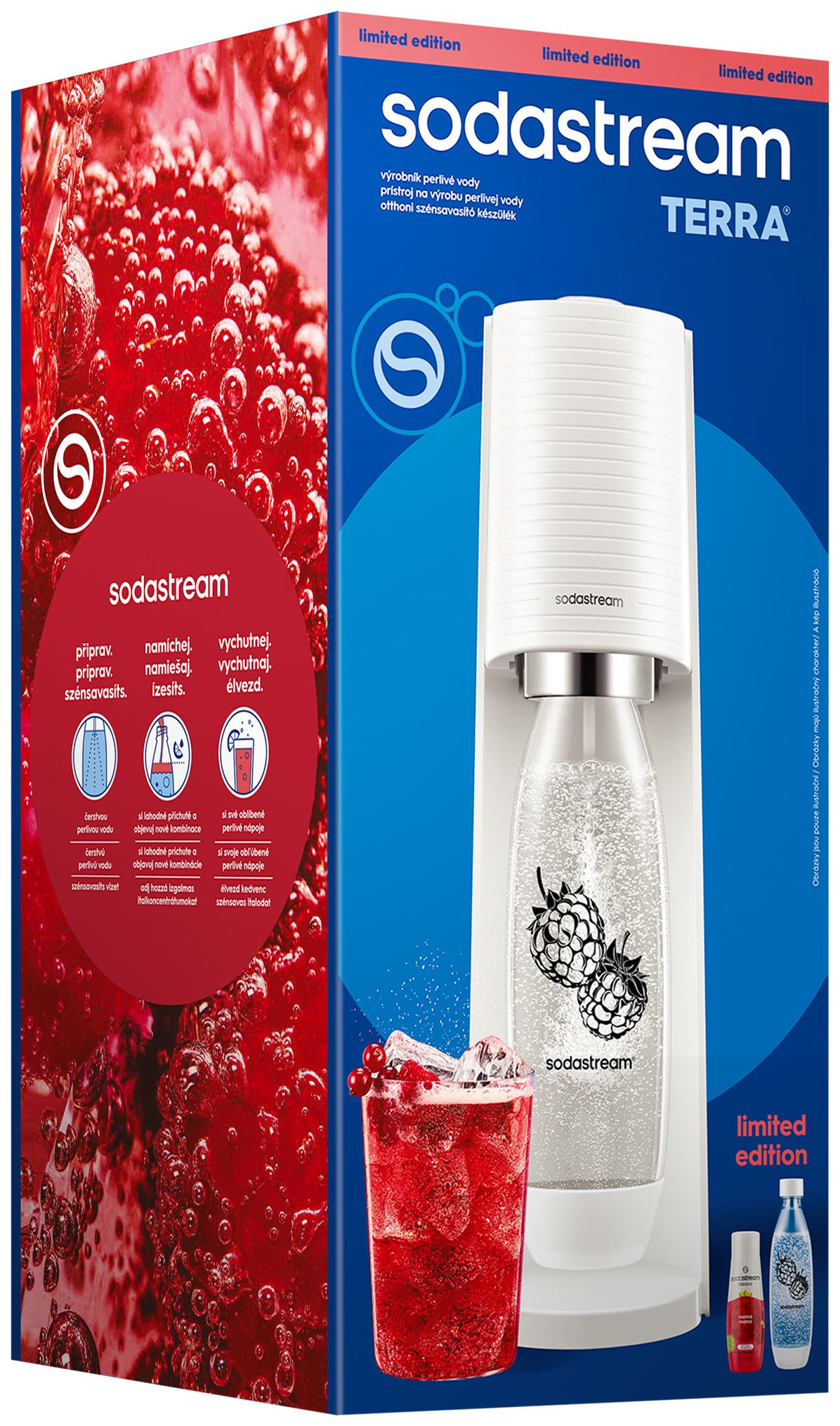 SODA STREAM SM TERRA White Málna Zero MP szódagép málnás palackkal és szörppel – 5. kép