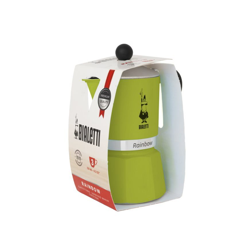 BIALETTI 0004972 Rainbow zöld alumínium kotyogós kávéfőző, 3 adagos – 3. kép