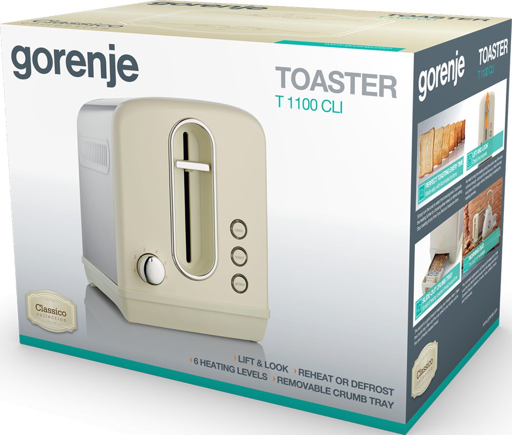 GORENJE T 1100 CLI inox kenyérpirító 2 szeletes kivitelben – 3. kép