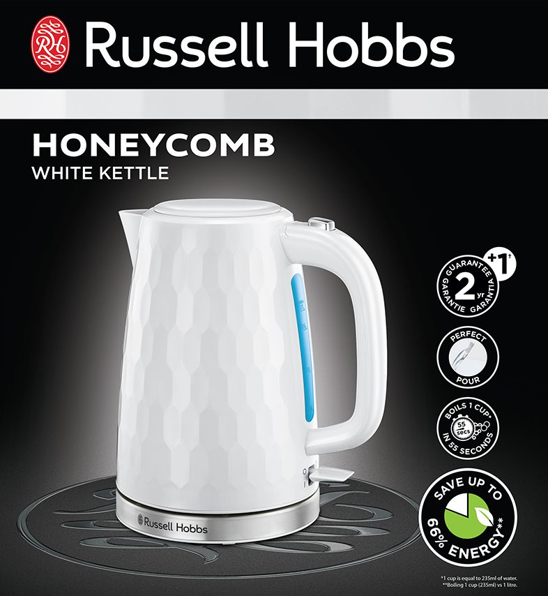 RUSSELL HOBBS 26050-70/RH Honeycomb fehér vízforraló, 1,7 l – 6. kép