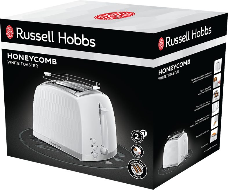 RUSSELL HOBBS 26060-56/RH Honeycomb két szeletes kenyérpirító, fehér – 7. kép