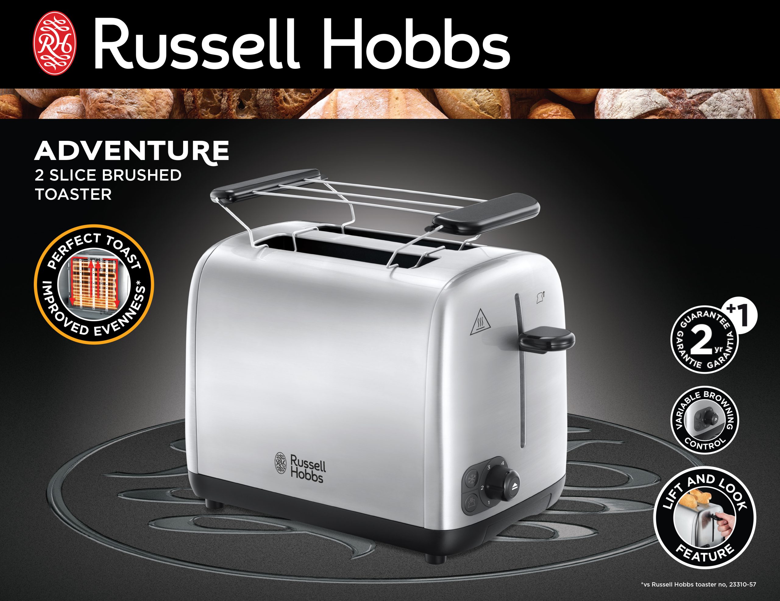 RUSSELL HOBBS 24080-56/RH Adventure kenyérpirító extra széles nyílásokkal – 5. kép