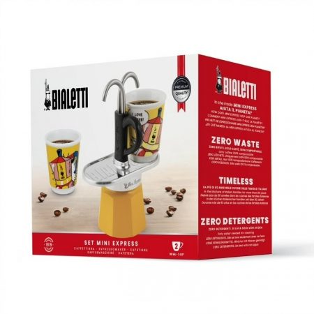 BIALETTI Mini Express Lichtenstein kotyogós kávéfőző szett 2 porceláncsészével – 2. kép