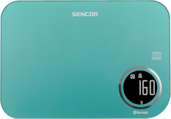 SENCOR SKS 7071GR intelligens konyhai mérleg Bluetooth-kapcsolattal, türkiz