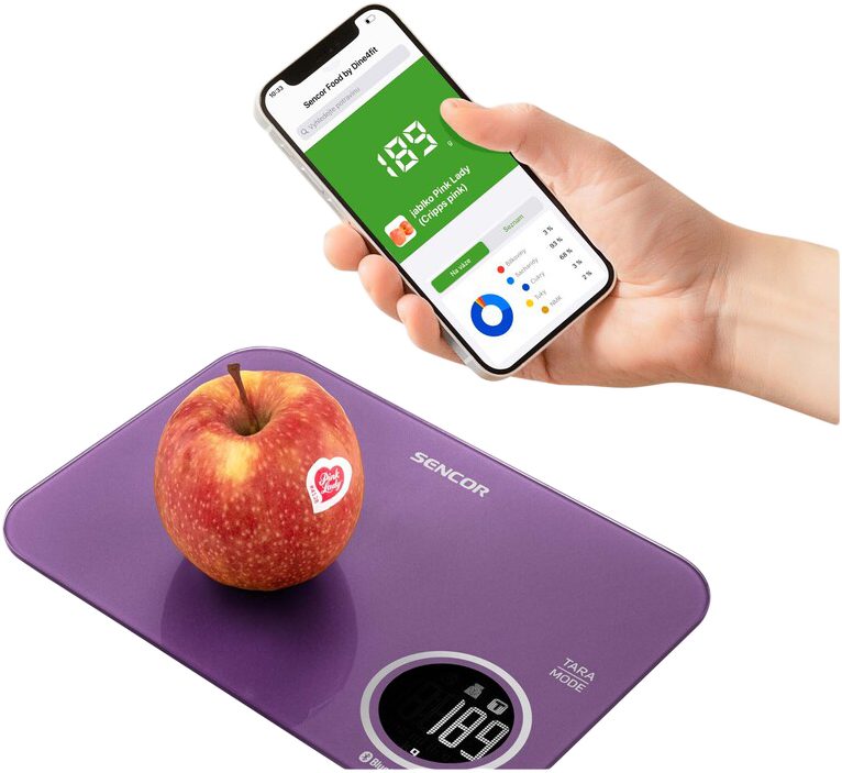 SENCOR SKS 7073VT Smart konyhai mérleg Bluetooth-kapcsolattal, lila – 3. kép