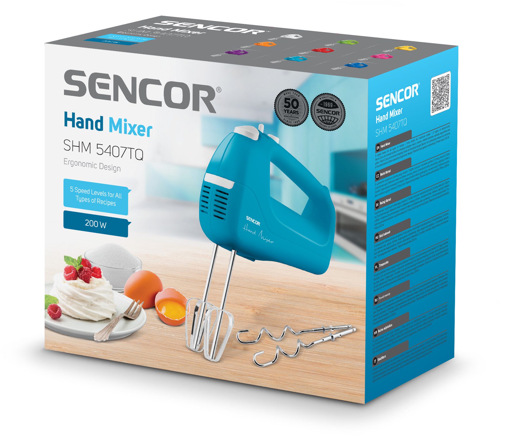 SENCOR SHM 5407TQ kézi mixer 200 W teljesítménnyel, fehér-türkiz – 8. kép