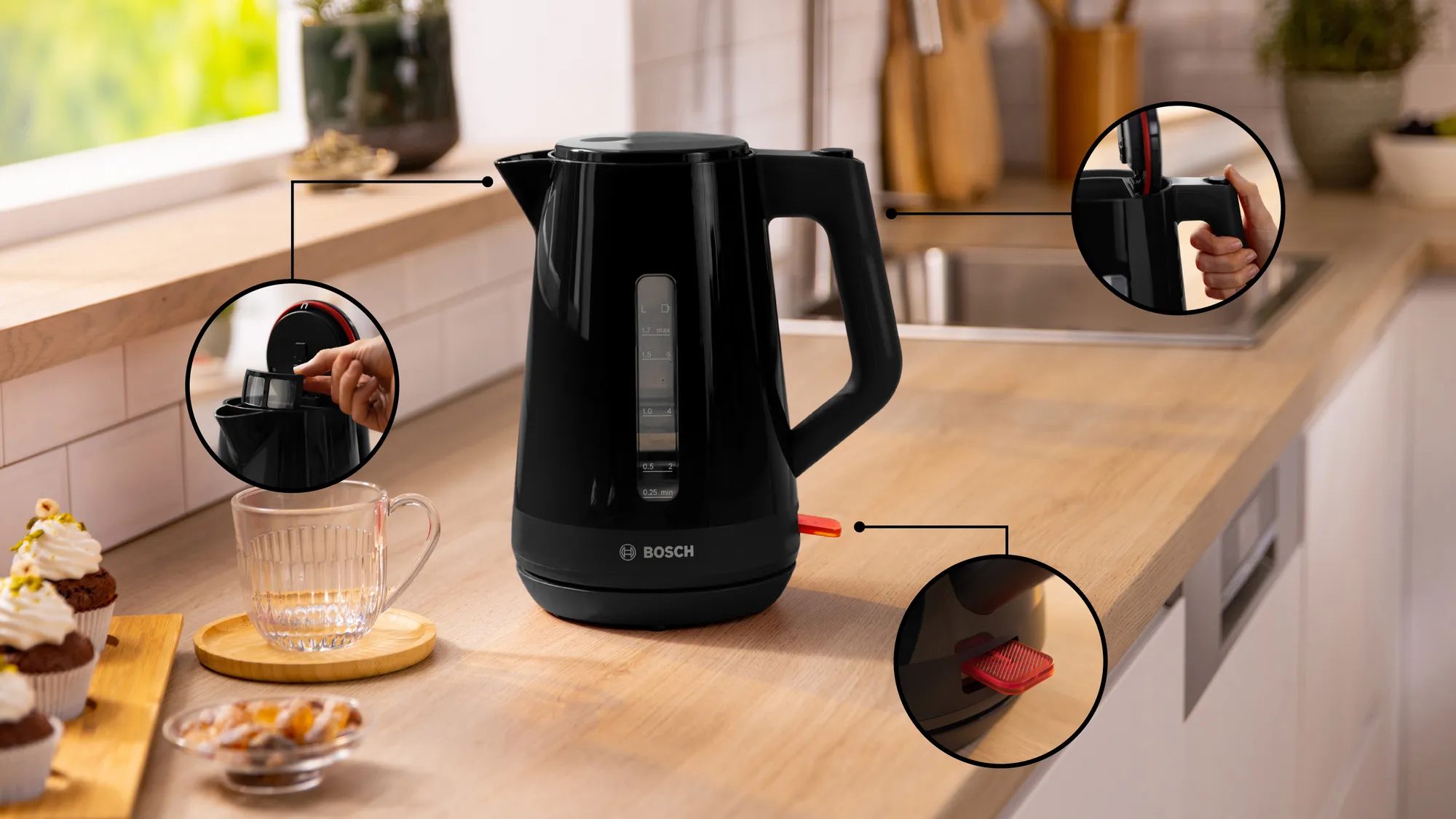 BOSCH TWK1M123 MyMoment vízforraló, 2400 W, 1,7 l, fekete – 2. kép