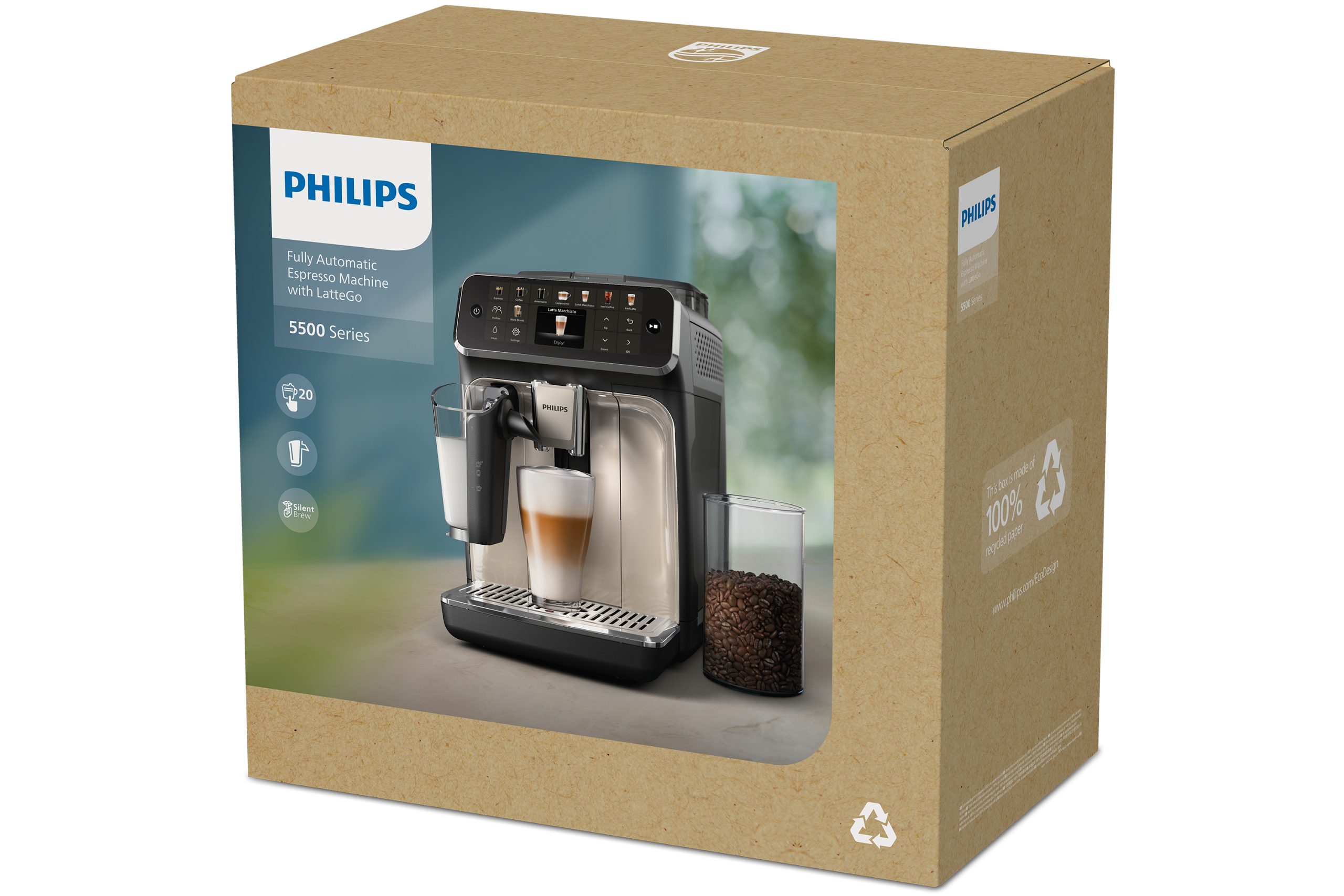 PHILIPS EP5543/90 5500 LatteGo automata kávégép 20 recepttel, fehér-krómozott kivitelben – 6. kép
