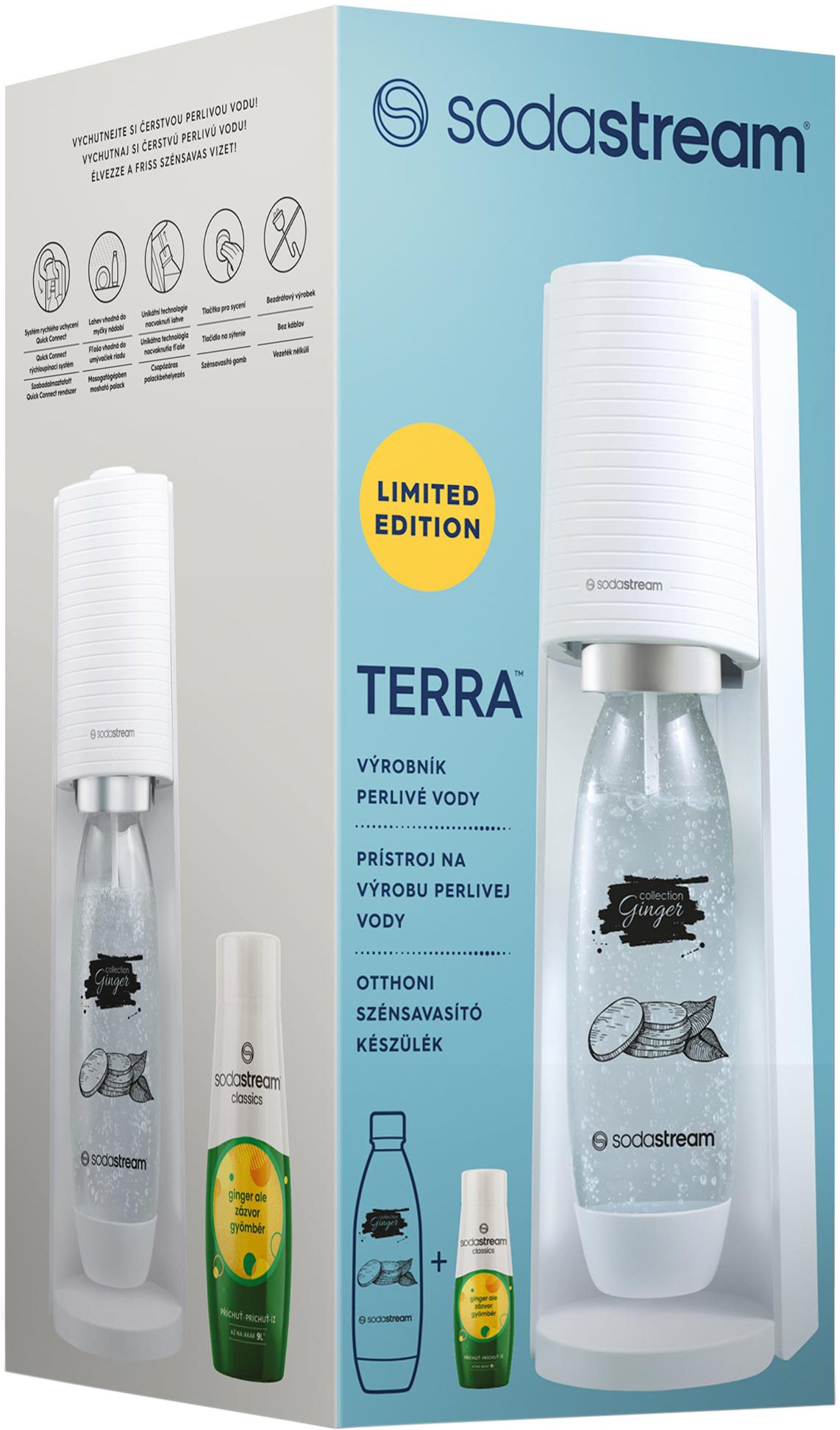 SODA STREAM SM TERRA WHITE GYÖMBÉR MEGAPACK fehér szódagépszett – 2. kép