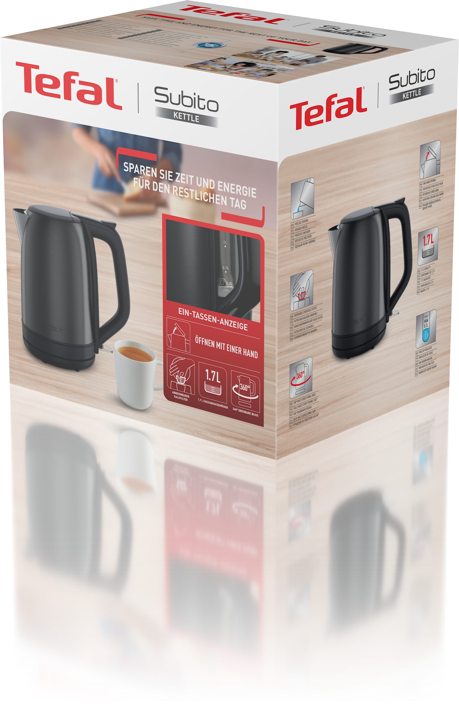 TEFAL KO5S08E0 Subito fekete nemesacél vízforraló, 1,7 l – 8. kép