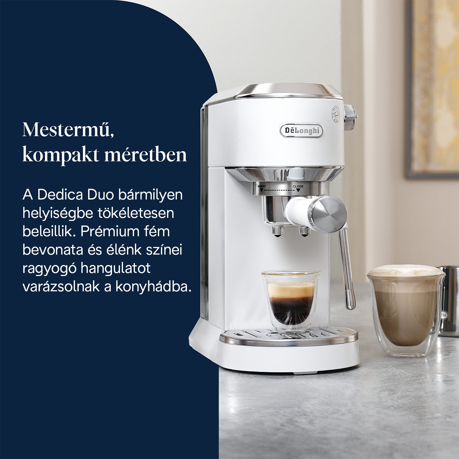 DE-LONGHI Dedica Duo EC890.WI fehér karos presszókávéfőző cold brew funkcióval – 9. kép