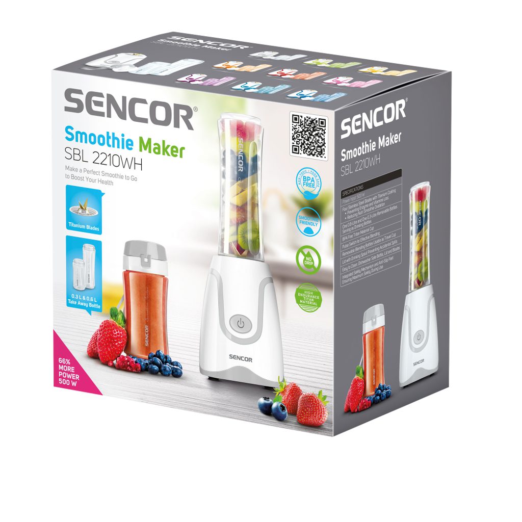 SENCOR SBL 2210WH fehér smoothie mixer két Tritan pohárral – 4. kép