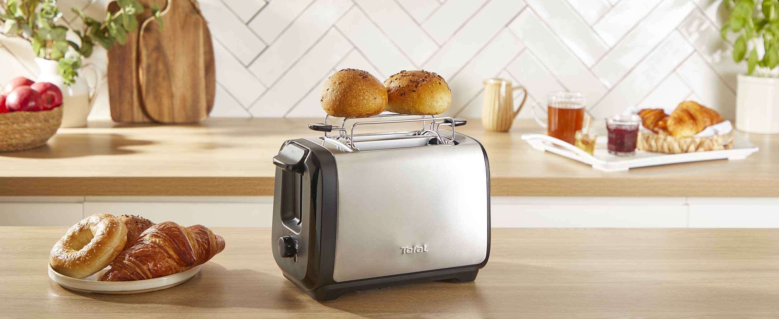 TEFAL TT5S1DE0 Subito kétrekeszes kenyérpirító, rozsdamentes acél és fekete – 4. kép