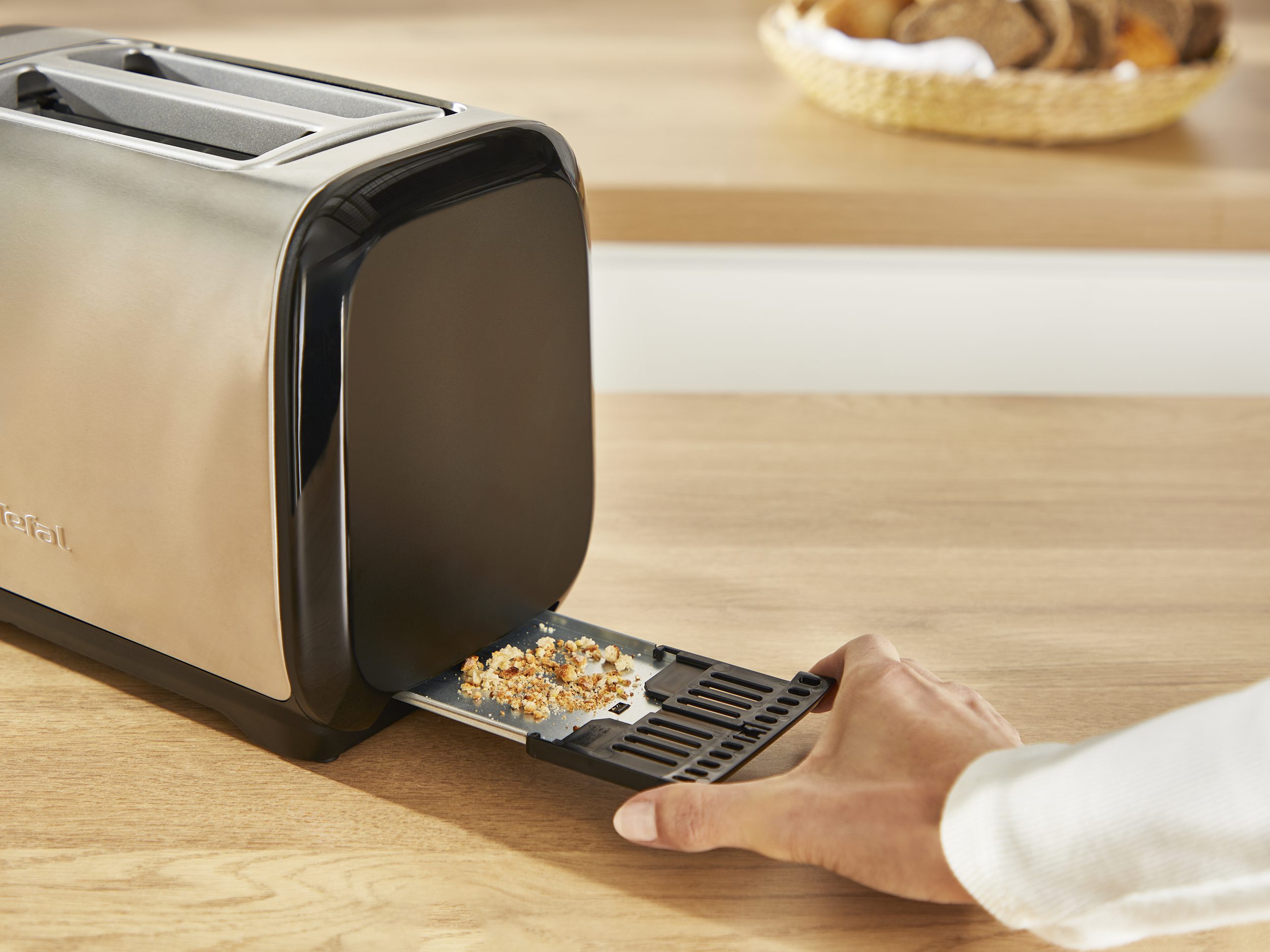 TEFAL TT5S1DE0 Subito kétrekeszes kenyérpirító, rozsdamentes acél és fekete – 5. kép