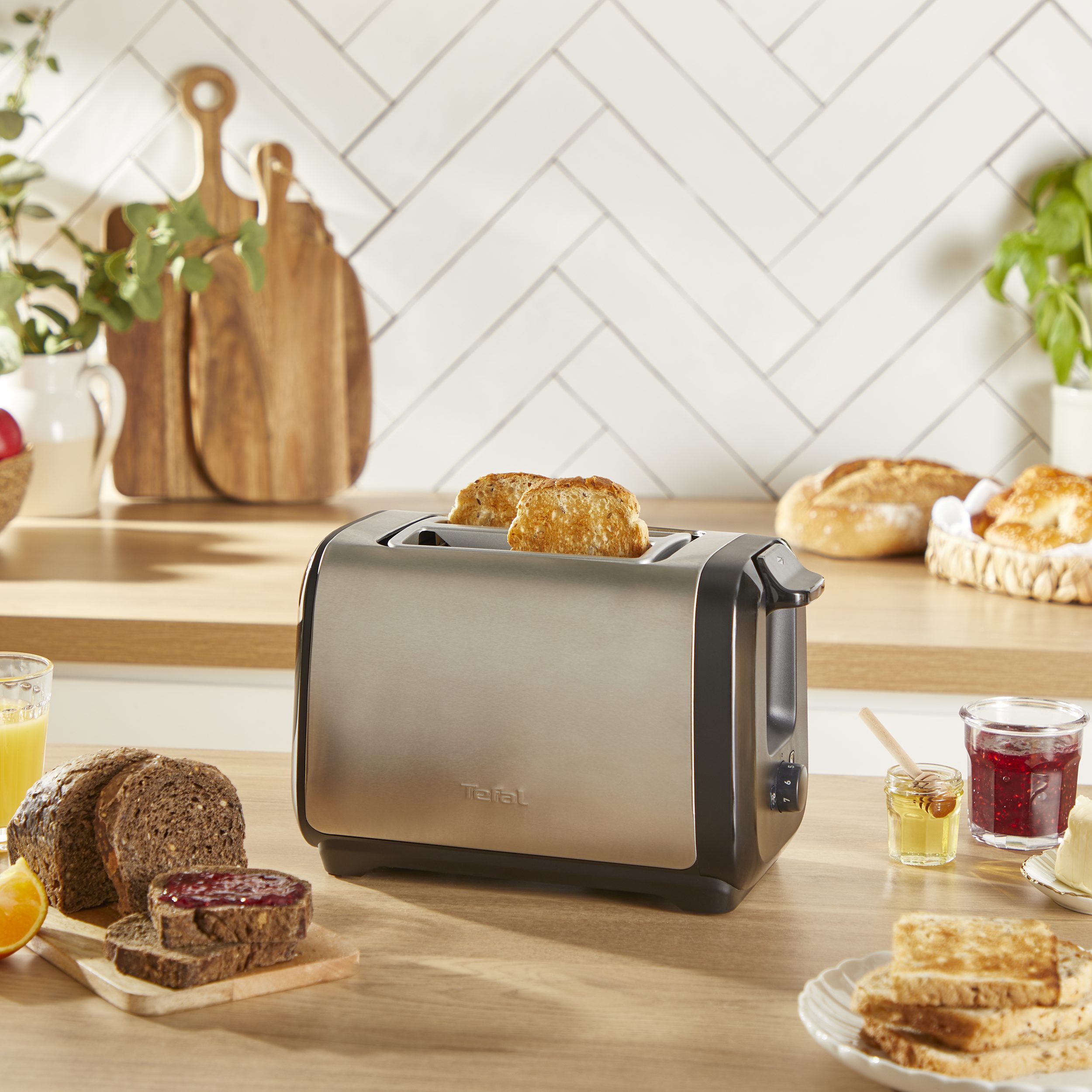 TEFAL TT5S1DE0 Subito kétrekeszes kenyérpirító, rozsdamentes acél és fekete – 6. kép