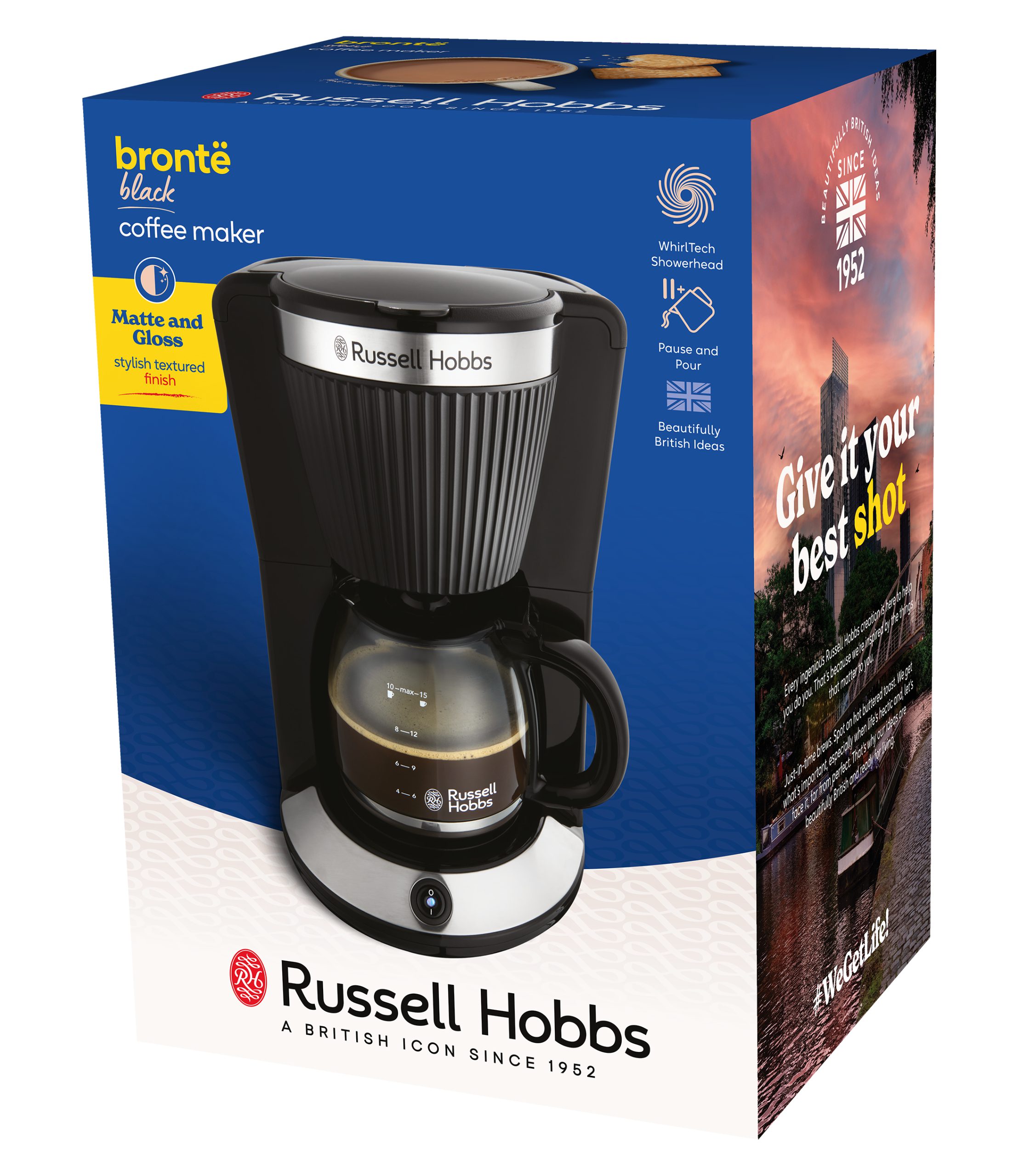 RUSSELL HOBBS 26780-56/RH Brontë Black filteres kávéfőző WhirlTech technológiával – 14. kép