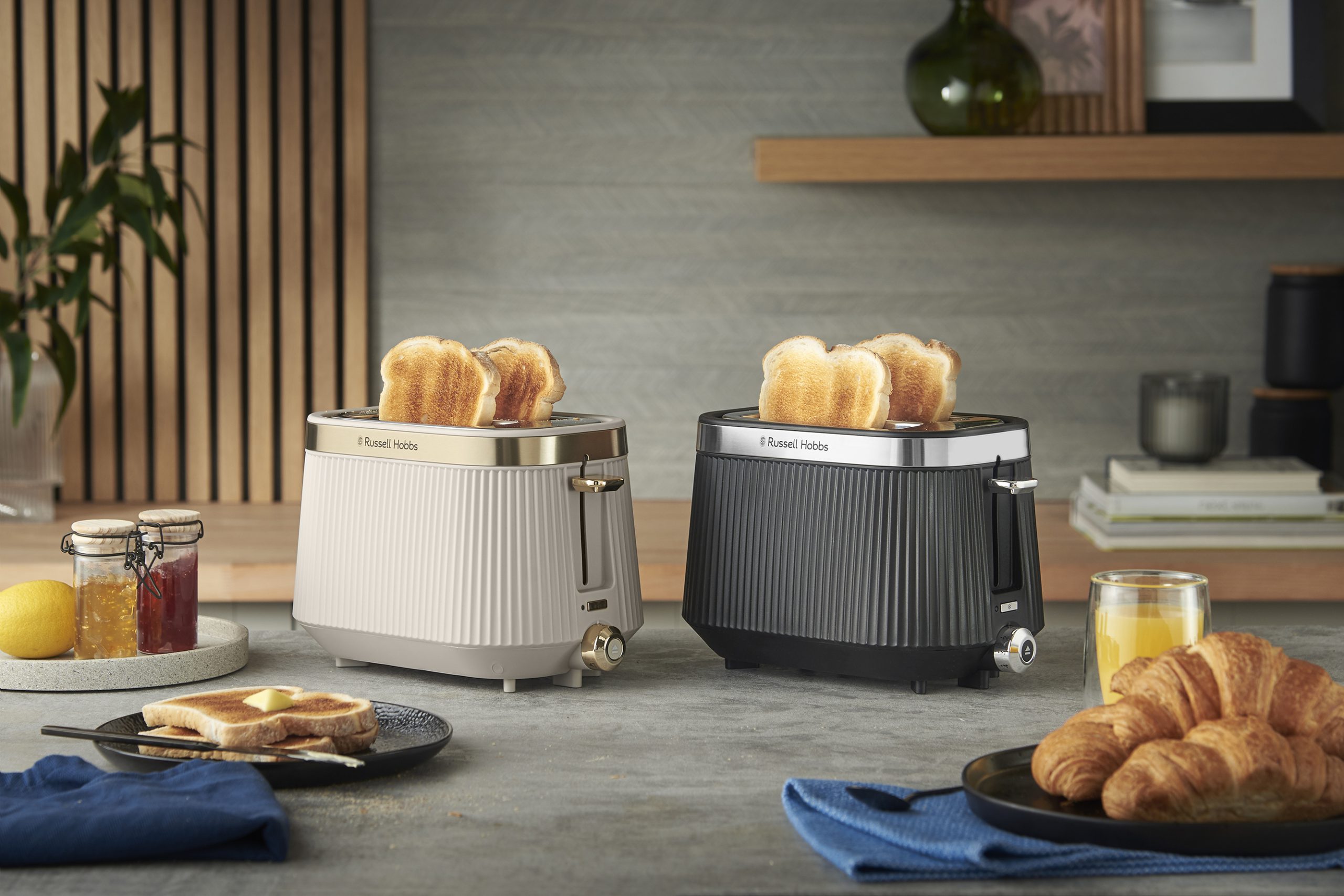 RUSSELL HOBBS 26761-56/RH Brontë Stone 2 szeletes kenyérpirító zsemlemelegítővel – 2. kép