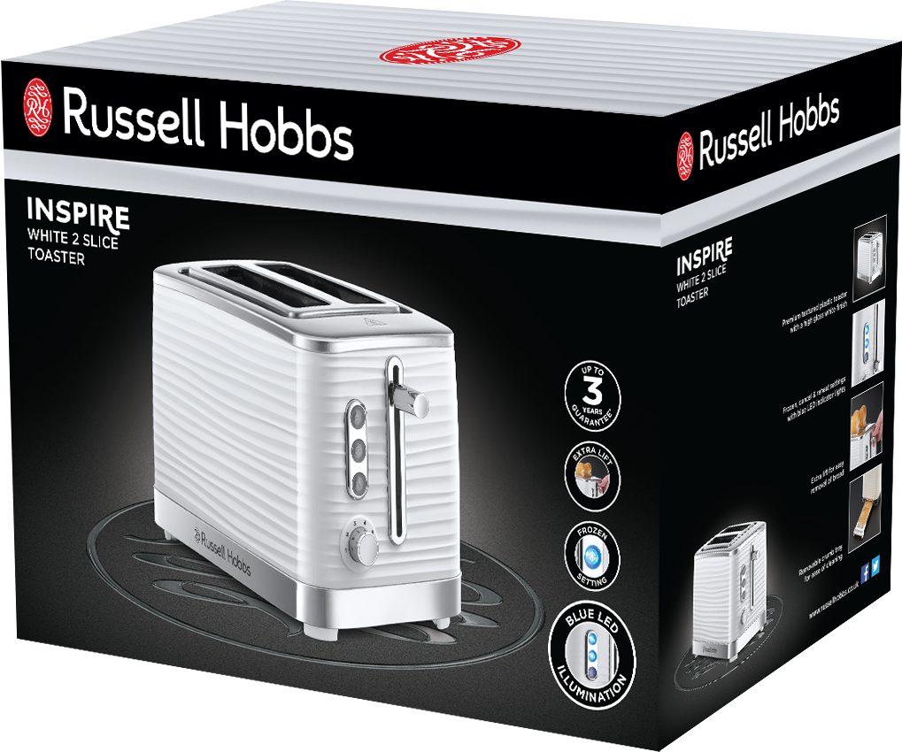 RUSSELL HOBBS 24370-56/RH Inspire kétszeletes fehér kenyérpirító – 3. kép