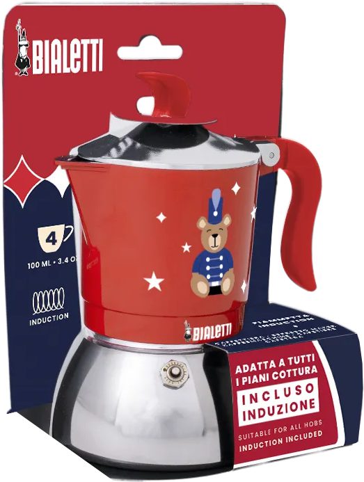BIALETTI Fiammetta GD25 4 adagos indukciós kotyogós kávéfőző, piros-ezüst – 2. kép