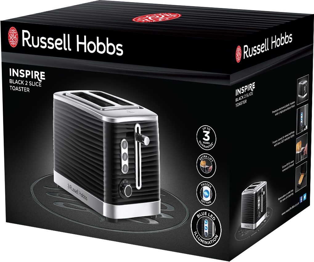 RUSSELL HOBBS 24371-56/RH Inspire két szeletes kenyérpirító, fekete – 3. kép