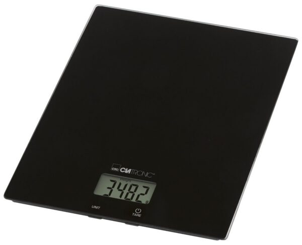 CLATRONIC KW 3820 extra lapos üveg konyhai mérleg, fekete