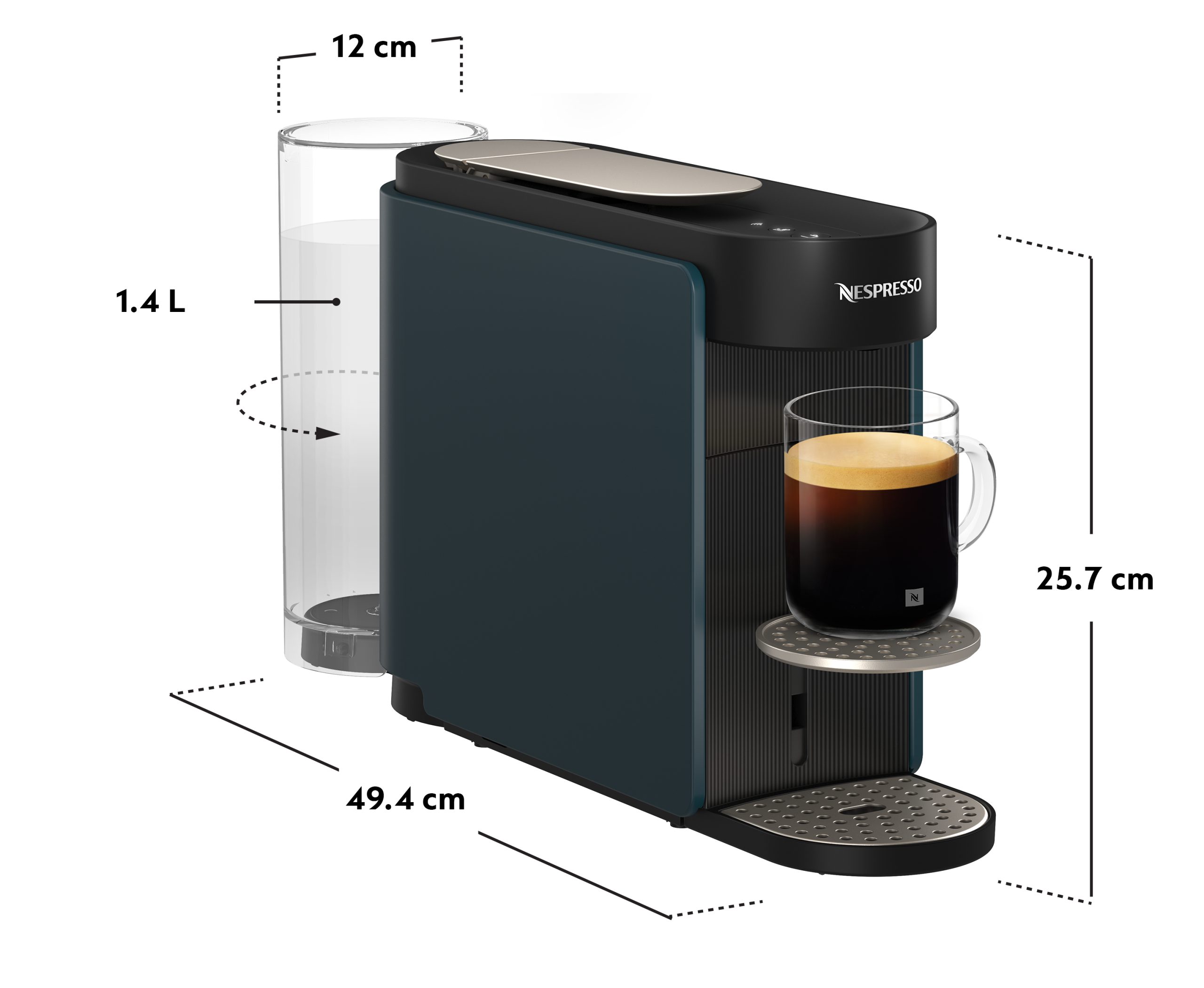 KRUPS XN9404F0 Vertuo Up kapszulás kávéfőző, óceánkék – 3. kép