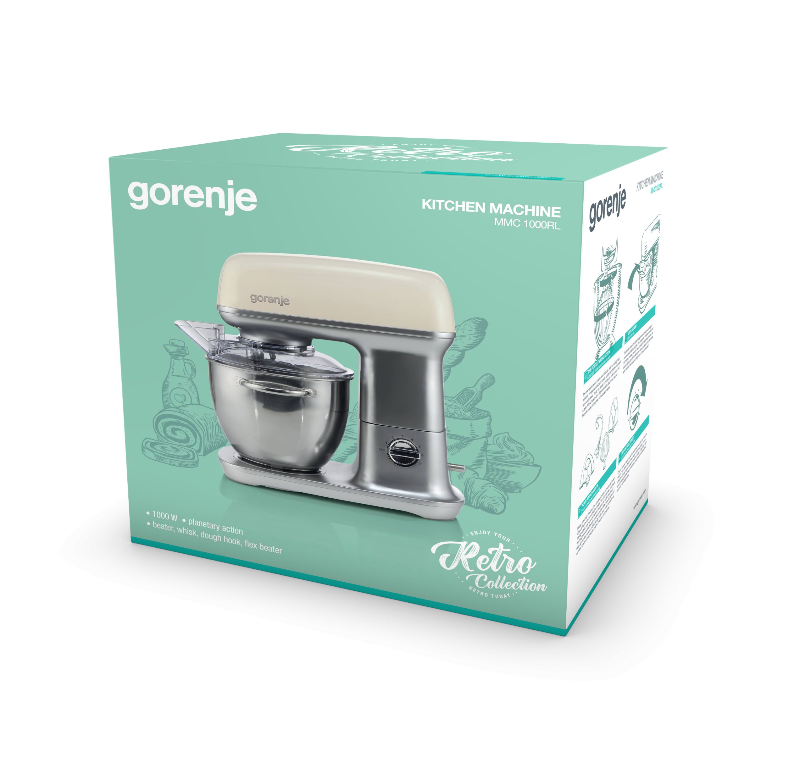 GORENJE MMC1000RL 1000 W-os konyhai robotgép 4,5 literes tállal – 2. kép
