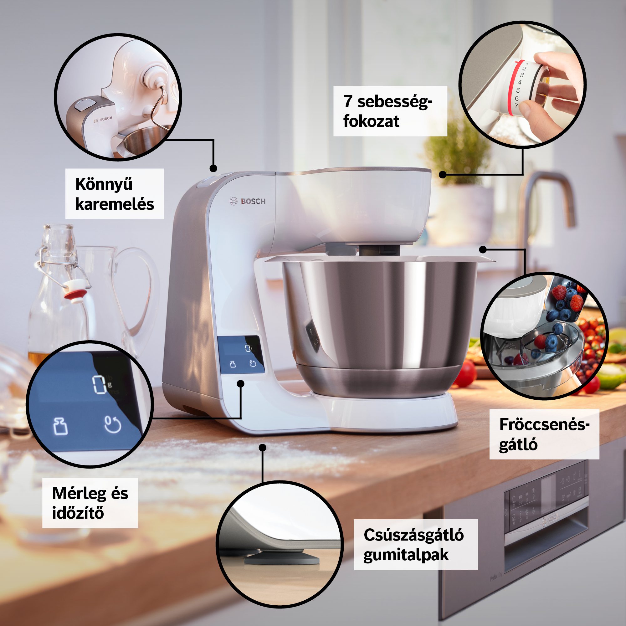 BOSCH MUM5XW40 1000 W-os fehér konyhai robotgép – 5. kép