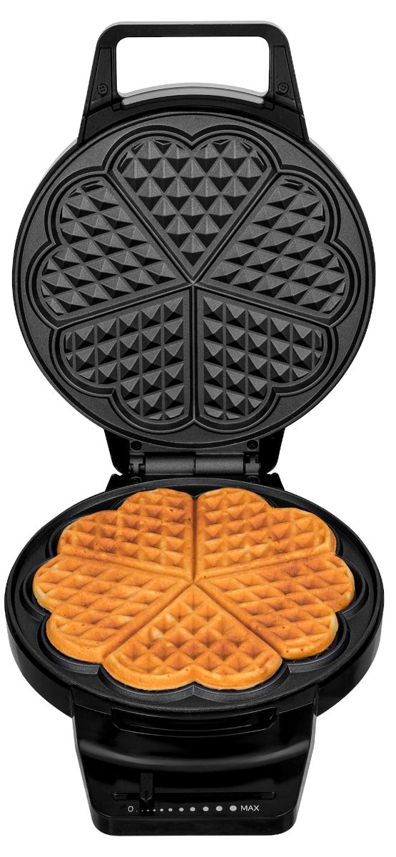 SENCOR SWF 1010BK rozsdamentes gofrisütő 5 szív alakú gofrihoz – 2. kép