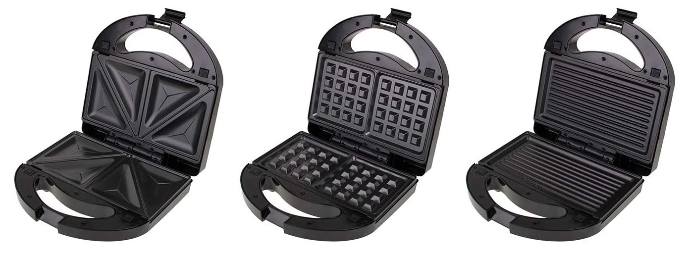 MESKO MS3045 3 az 1-ben melegszendvics-, gofri- és grillsütő, fekete – 2. kép