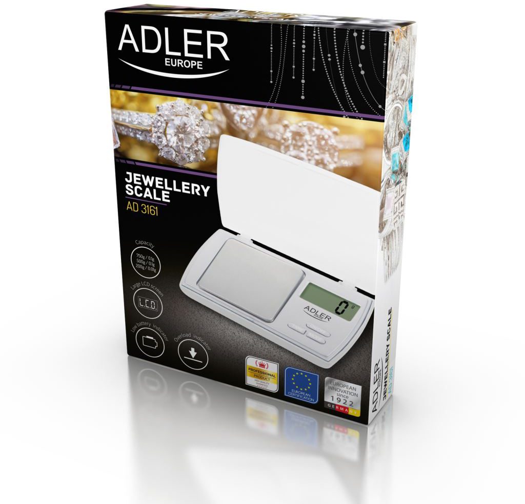 ADLER AD3161 fehér precíziós mérleg, 750 g kapacitással – 3. kép