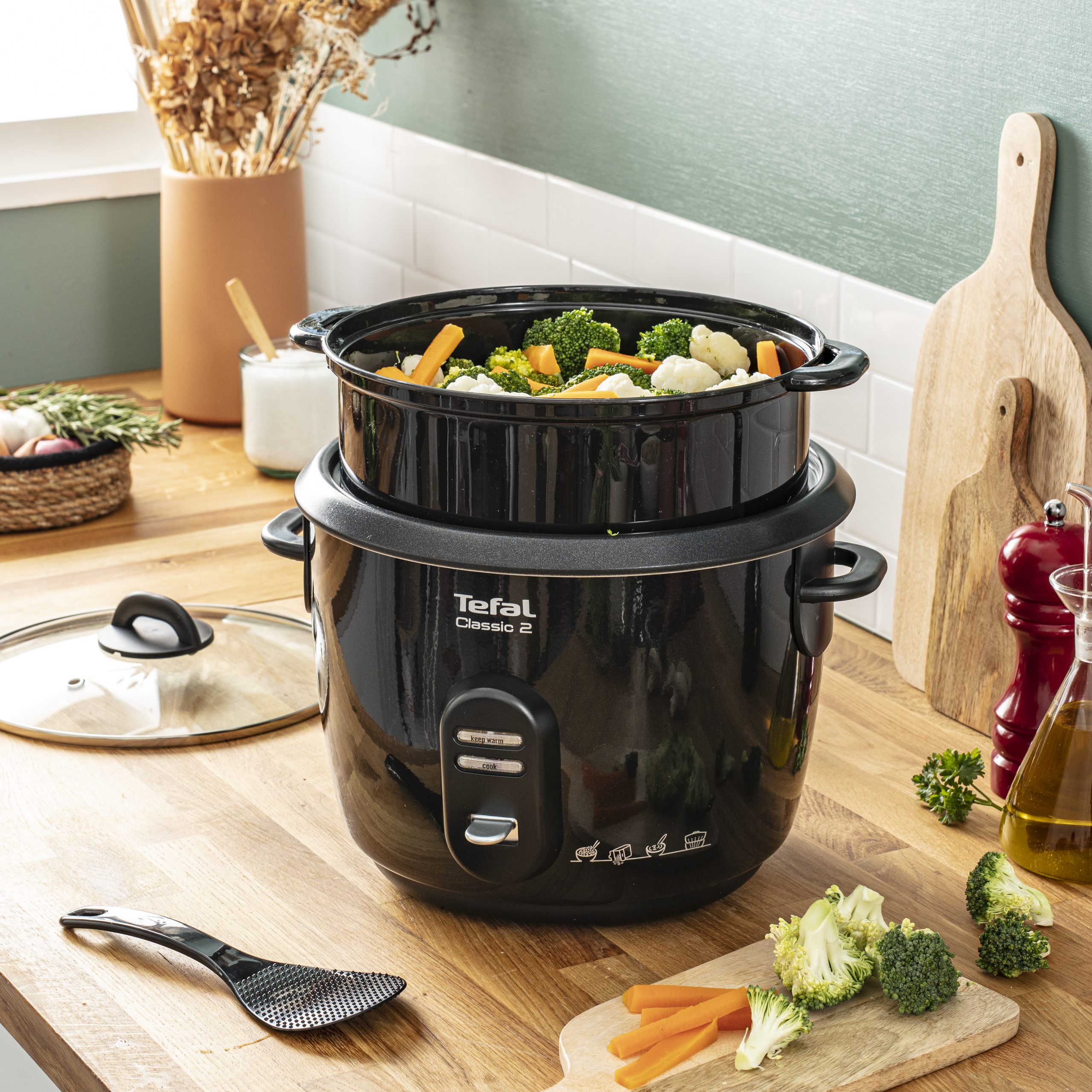 TEFAL RK103811 Classic 5 l-es fekete rizsfőző párolókosárral – 9. kép
