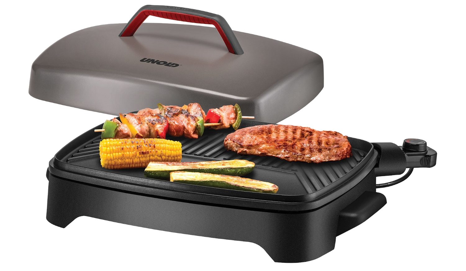 UNOLD U58580 Power Grill elektromos grillsütő állvánnyal és asztali funkcióval – 2. kép