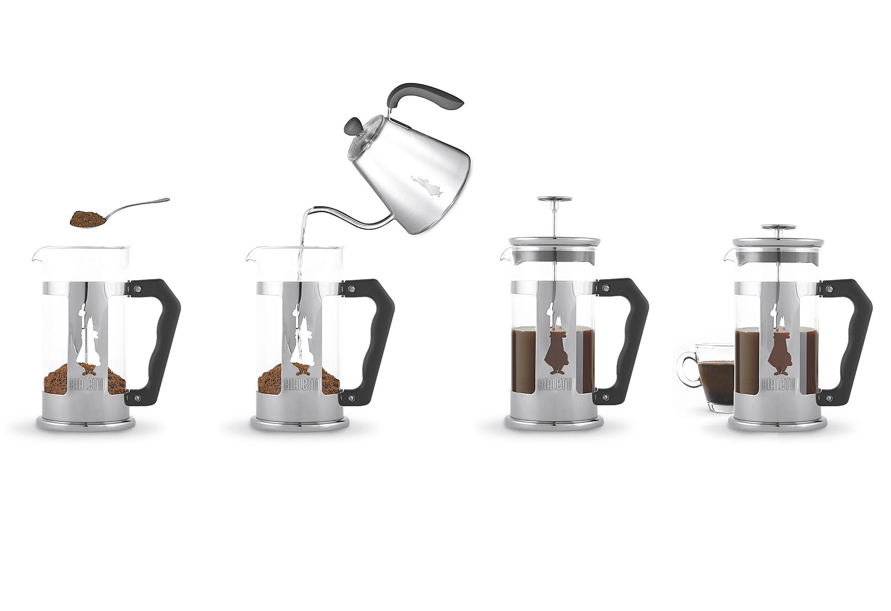 BIALETTI French press smart 330 ml dugattyús kávéfőző, fekete – 6. kép