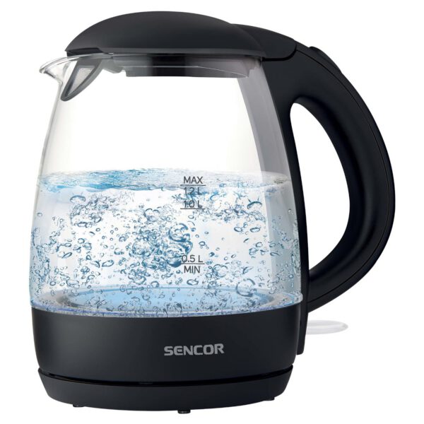 SENCOR SWK 2300BK fekete üveg vízforraló, 1,2 l, 2200 W