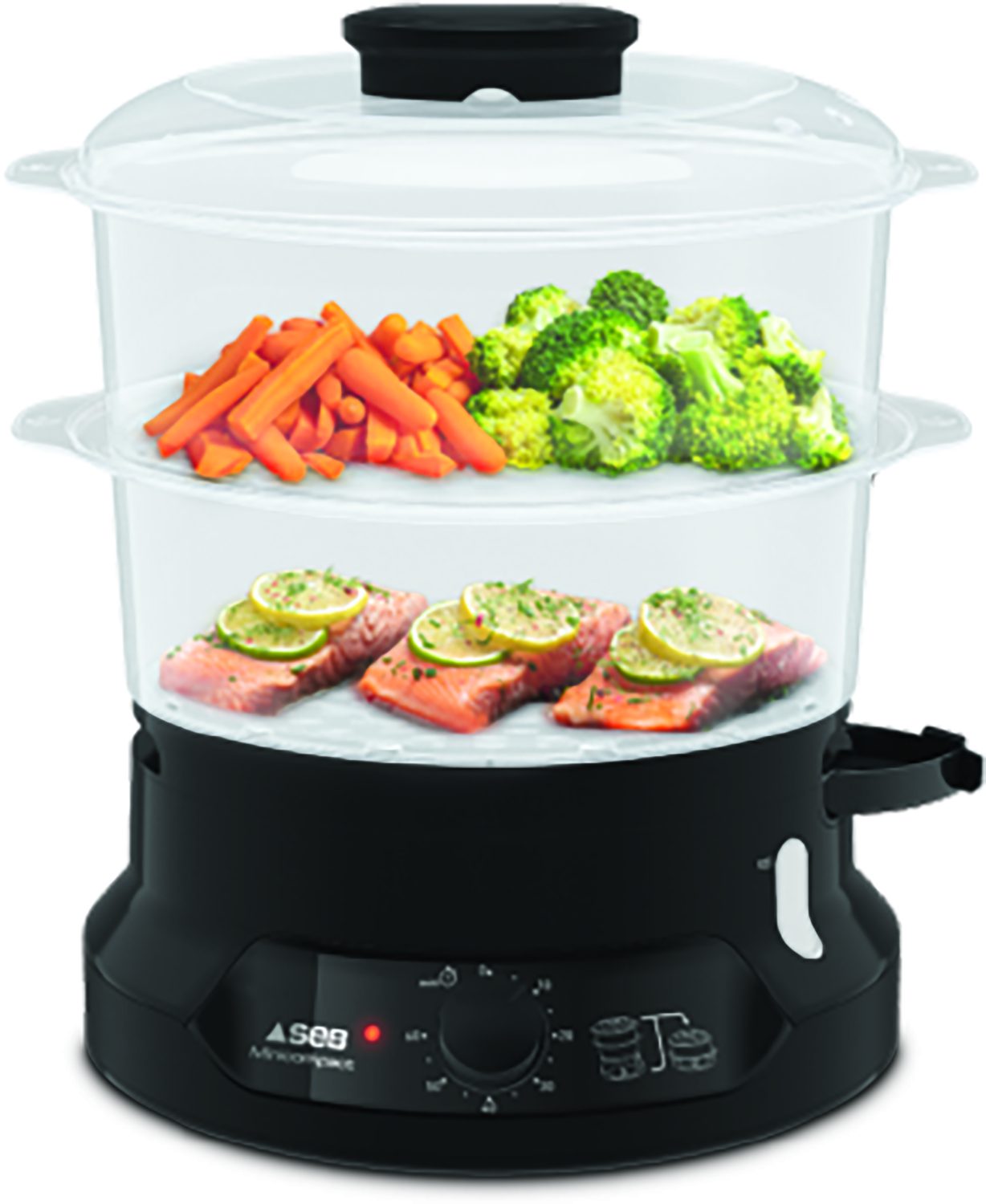 TEFAL VC139810 Mini Compact fekete, kétszintes ételpároló – 2. kép