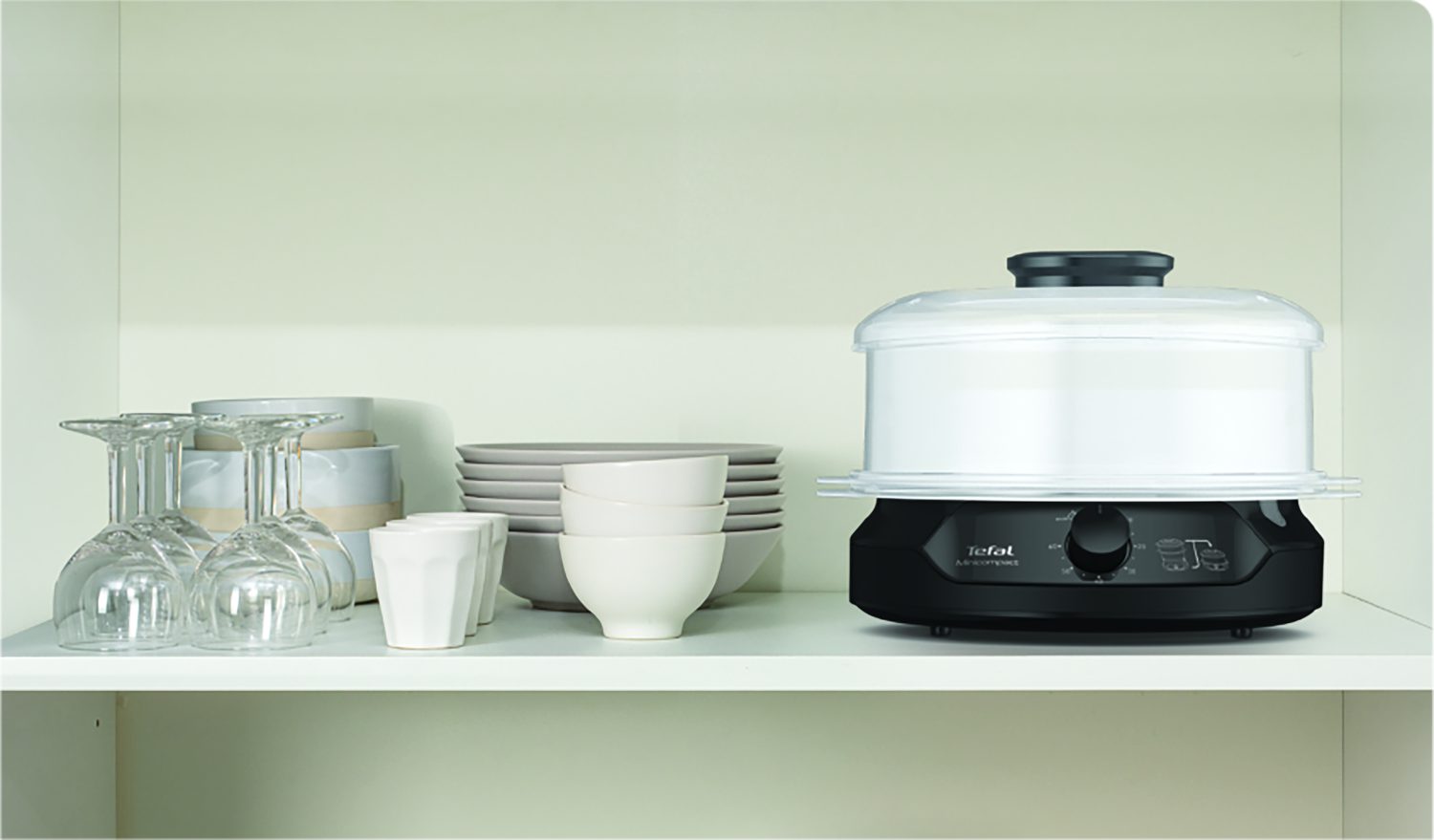 TEFAL VC139810 Mini Compact fekete, kétszintes ételpároló – 3. kép