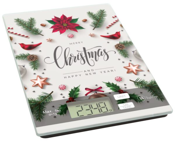 VOG UND ARTHS 57267P karácsonyi mintás konyhai mérleg, 5 kg