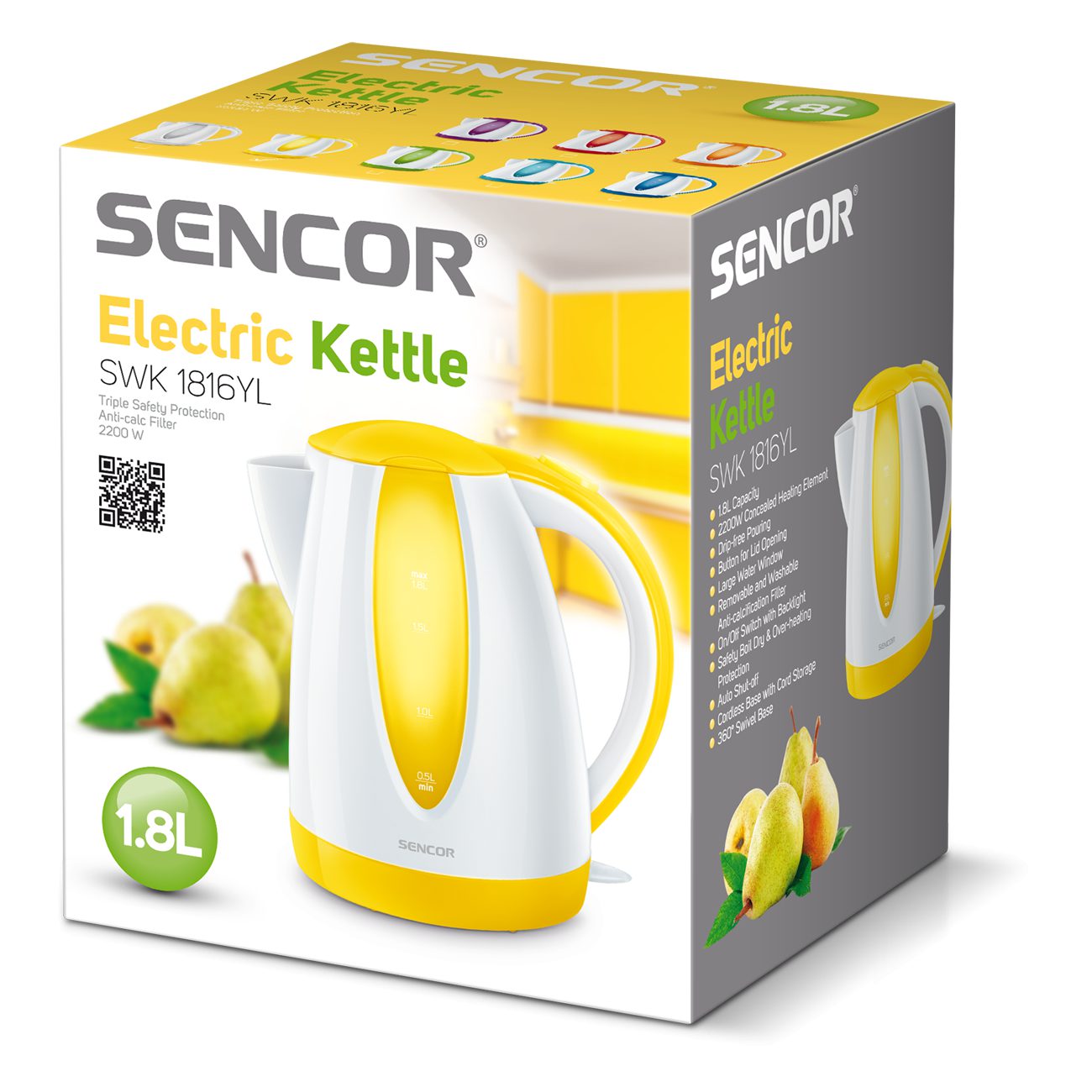 SENCOR SWK 1816YL 1,8 literes sárga elektromos vízforraló – 2. kép
