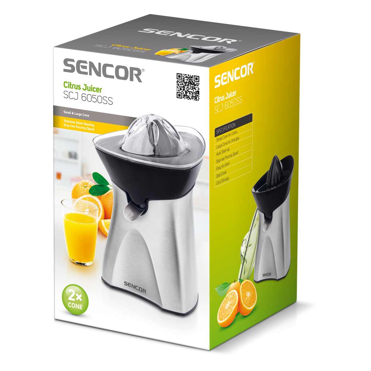 SENCOR SCJ 6050SS nemesacél citrusprés két facsarókúppal – 4. kép