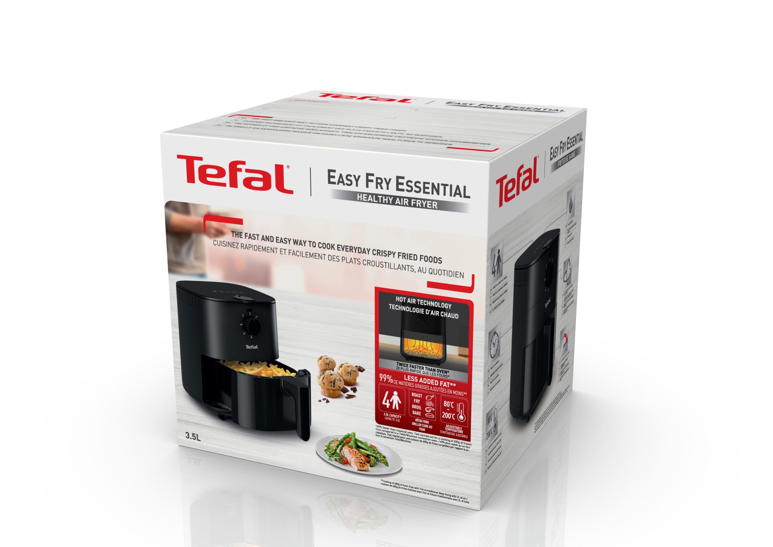 TEFAL EY130815 Easy Fry Essential 3,5 literes forrólevegős sütő, fekete – 5. kép