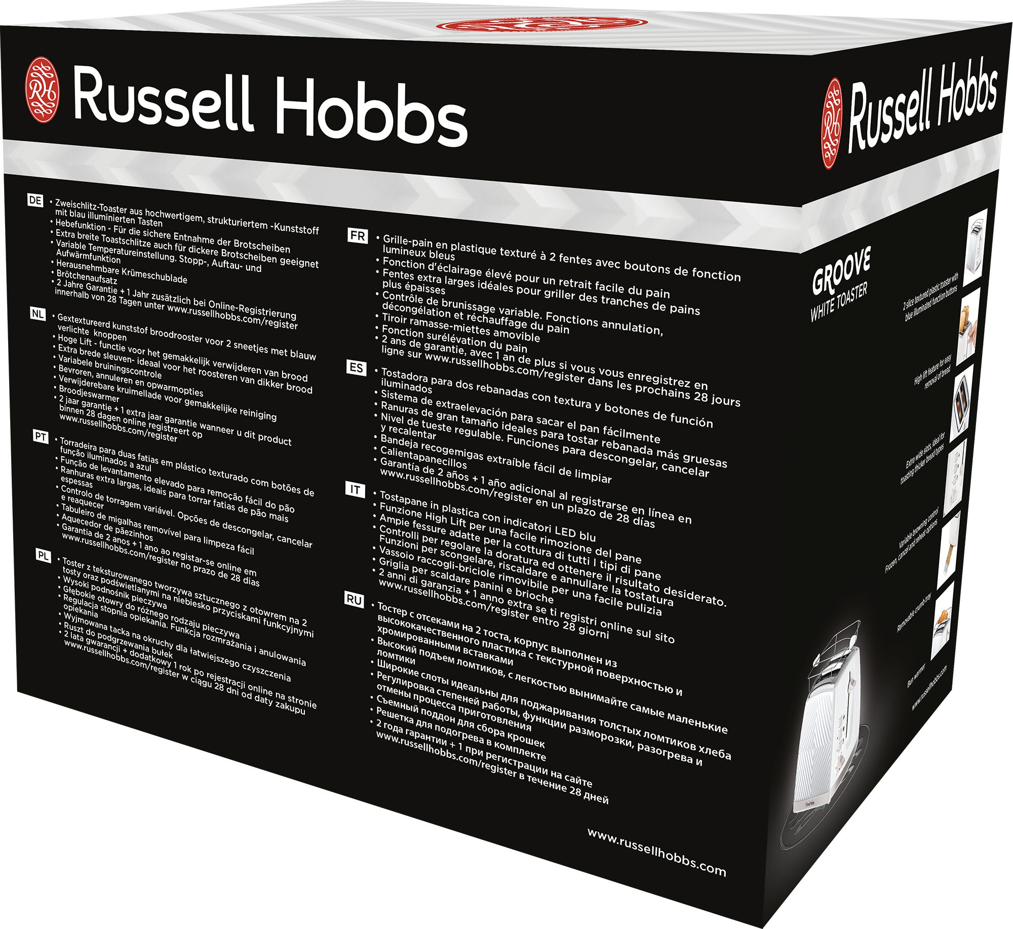 RUSSELL HOBBS 26391-56/RH Groove fehér, 2 szeletes kenyérpirító – 11. kép