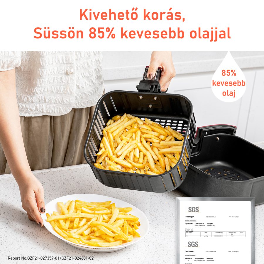 COSORI CP158-AF-RXW Premium fehér forrólevegős sütő 5,5 literes kosárral – 5. kép